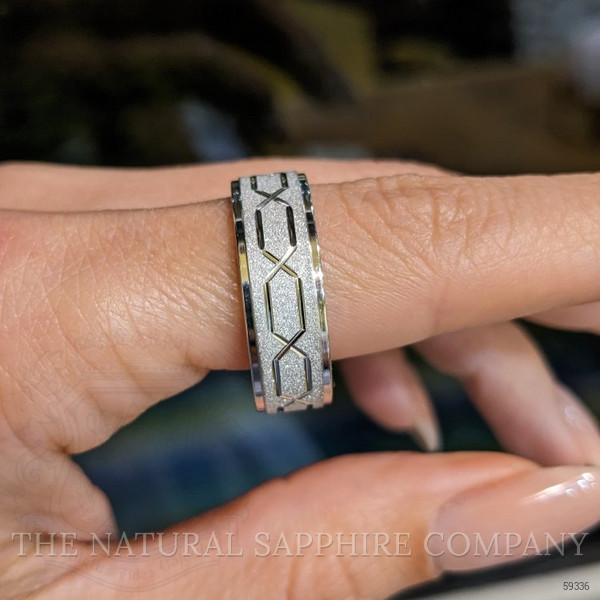 14K White Gold Men's Plain Band