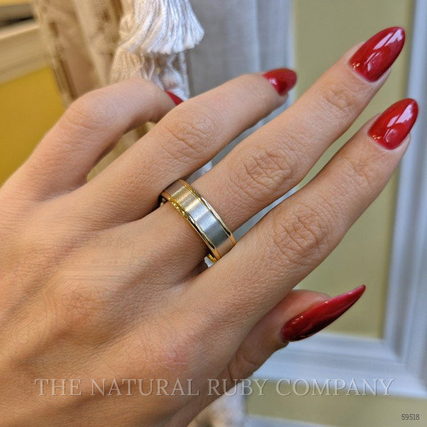 18K White Gold Men's Plain Band