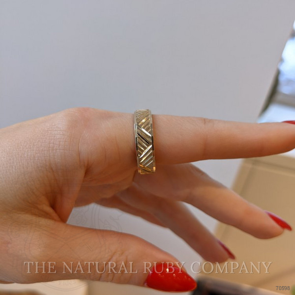 18K White Gold Men's Plain Band