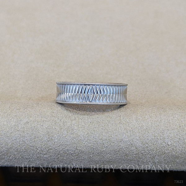 14K White Gold Antique Style Plain Band