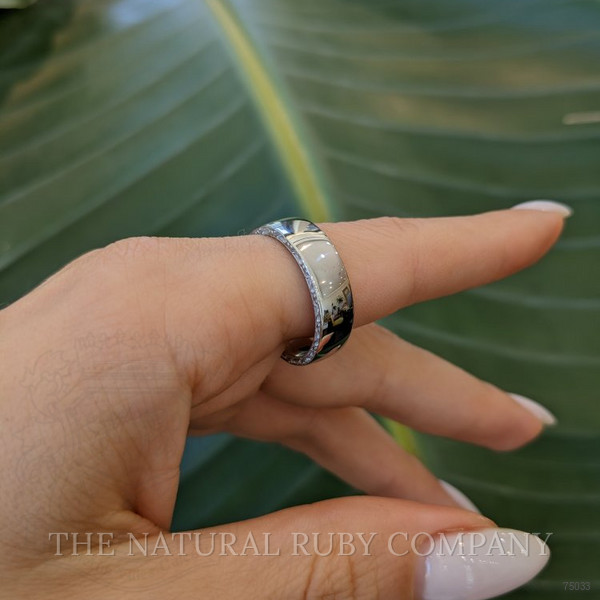 18K White Gold Men's Plain Band