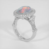 3.69 Ct. Multi Color Black Opal (Dark Opal) Ring, Platinum 950 2