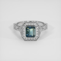 1.58 Ct. Greenish Blue Sapphire Ring, Platinum 950 1