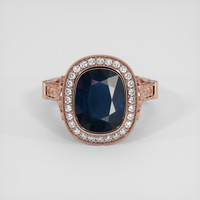 6.15 Ct. Blue Sapphire Ring, 14K Rose Gold 1