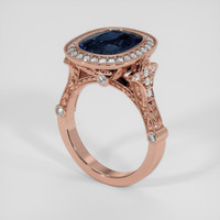 6.15 Ct. Blue Sapphire Ring, 14K Rose Gold 2