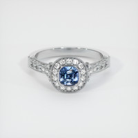 0.76 Ct. Blue Sapphire Ring, 14K White Gold 1