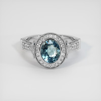 2.55 Ct. Greenish Blue Sapphire Ring, 14K White Gold 1