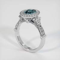 2.55 Ct. Greenish Blue Sapphire Ring, 14K White Gold 2