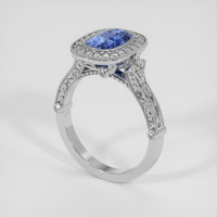 3.00 Ct. Blue Sapphire Ring, 18K White Gold 2