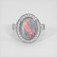 3.69 Ct. Multi Color Black Opal (Dark Opal) Ring, 18K White Gold 1