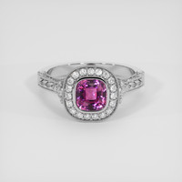 1.59 Ct. Purplish Pink Sapphire Ring, 18K White Gold 1