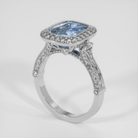 2.99 Ct. Blue Sapphire Ring, 18K White Gold 2