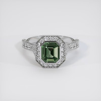 1.85 Ct. Green Sapphire Ring, 18K White Gold 1