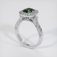 1.85 Ct. Green Sapphire Ring, 18K White Gold 2