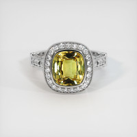4.54 Ct. Yellowish Brown Sapphire Ring, 18K White Gold 1