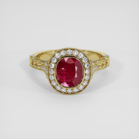 1.86 Ct. Pinkish Red Ruby Ring, 14K Yellow Gold 1