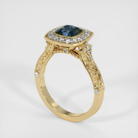 1.95 Ct. Greenish Blue Sapphire Ring, 18K Yellow Gold 2