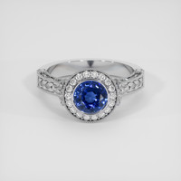 1.03 Ct. Blue Sapphire Ring, 18K White Gold 1