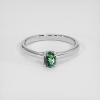 1.06 Ct. Yellowish Green to Brownish Orange Alexandrite Ring, 14K White Gold 1