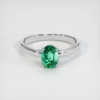 0.82 Ct. Emerald Ring, 18K White Gold 1