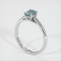 1.13 Ct. Greenish Blue Sapphire Ring, 18K White Gold 2