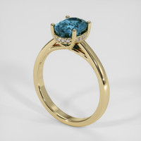 2.27 Ct. Greenish Blue Sapphire Ring, 14K Yellow Gold 2