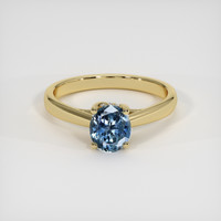 0.99 Ct. Greenish Blue Sapphire Ring, 14K Yellow Gold 1