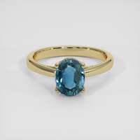 2.27 Ct. Greenish Blue Sapphire Ring, 18K Yellow Gold 1