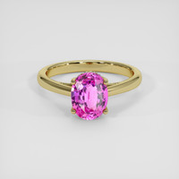 1.42 Ct. Pink Sapphire Ring, 18K Yellow Gold 1