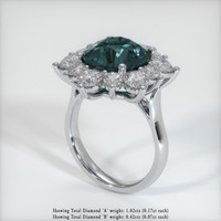 4.29 Ct. Bluish Green Sapphire Ring, Platinum 950 2