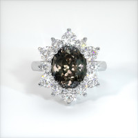5.69 Ct. Greenish Brown Sapphire Ring, Platinum 950 1