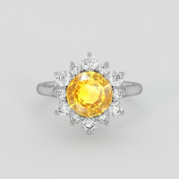 3.09 Ct. Yellow Sapphire Ring, Platinum 950 1