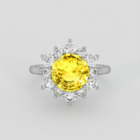 3.54 Ct. Yellow Sapphire Ring, Platinum 950 1
