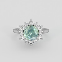 3.31 Ct. Bluish Green Sapphire Ring, Silver 1