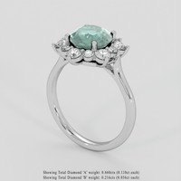 3.31 Ct. Bluish Green Sapphire Ring, Silver 2