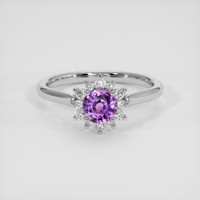0.84 Ct. Pinkish Purple Sapphire Ring, 10K White Gold 1