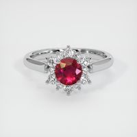 0.58 Ct. Pinkish Red Ruby Ring, 14K White Gold 1