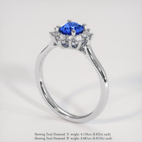 0.78 Ct. Blue Sapphire Ring, 14K White Gold 2