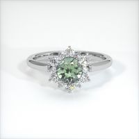 0.70 Ct. Green Sapphire Ring, 14K White Gold 1