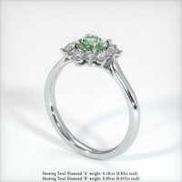0.70 Ct. Green Sapphire Ring, 14K White Gold 2