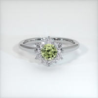 0.59 Ct. Yellowish Green Sapphire Ring, 14K White Gold 1