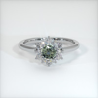 0.57 Ct. Green Sapphire Ring, 14K White Gold 1