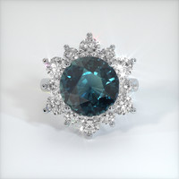 4.29 Ct. Bluish Green Sapphire Ring, 18K White Gold 1