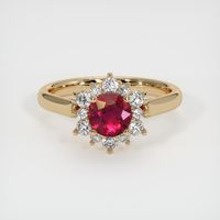 0.58 Ct. Pinkish Red Ruby Ring, 14K Yellow Gold 1