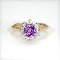 0.84 Ct. Pinkish Purple Sapphire Ring, 14K Yellow Gold 1