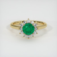 0.93 Ct. Emerald Ring, 18K Yellow Gold 1