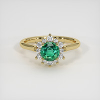 0.89 Ct. Emerald Ring, 18K Yellow Gold 1