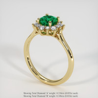 0.89 Ct. Emerald Ring, 18K Yellow Gold 2