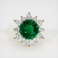 6.90 Ct. Emerald Ring, 18K Yellow Gold 1