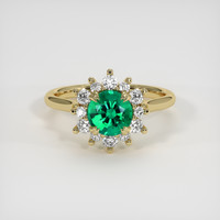 0.92 Ct. Emerald Ring, 18K Yellow Gold 1